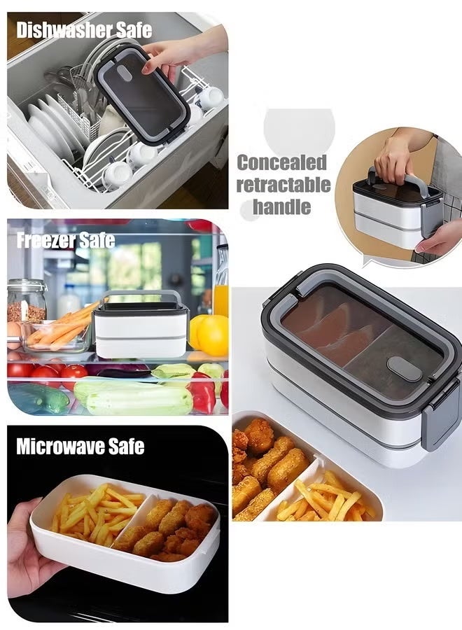 Arabest 2- Layer Leakproof Bento Box-Large Lunch Box with Compartments und Cutlery Set-Food Picks for Lunch Box Containers for Adults-Microwave Food SafeBento Boxes, lunch box for office, tiffin box - Image 5